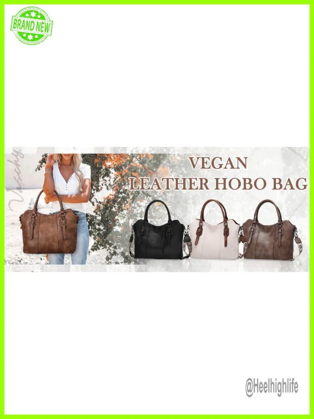 Vegan Leather Hobo Purse with Two Straps Convertible Shoulder Crossbody Tote Bag